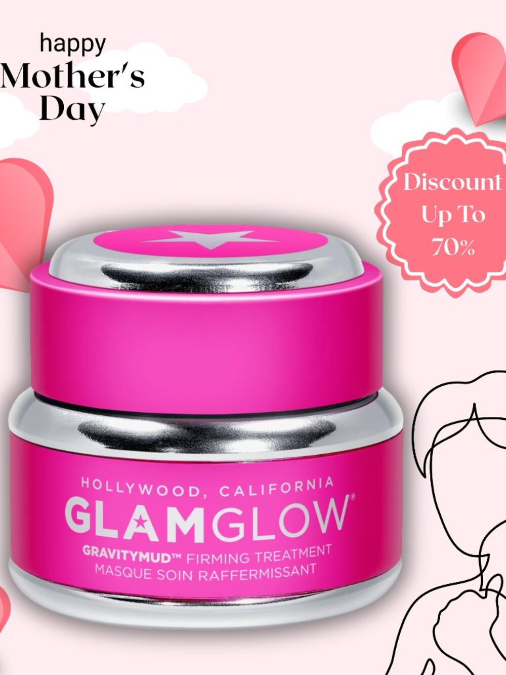 GlamGlow Gravitymud™ Firming Treatment Mask - Pink , 0.5 oz